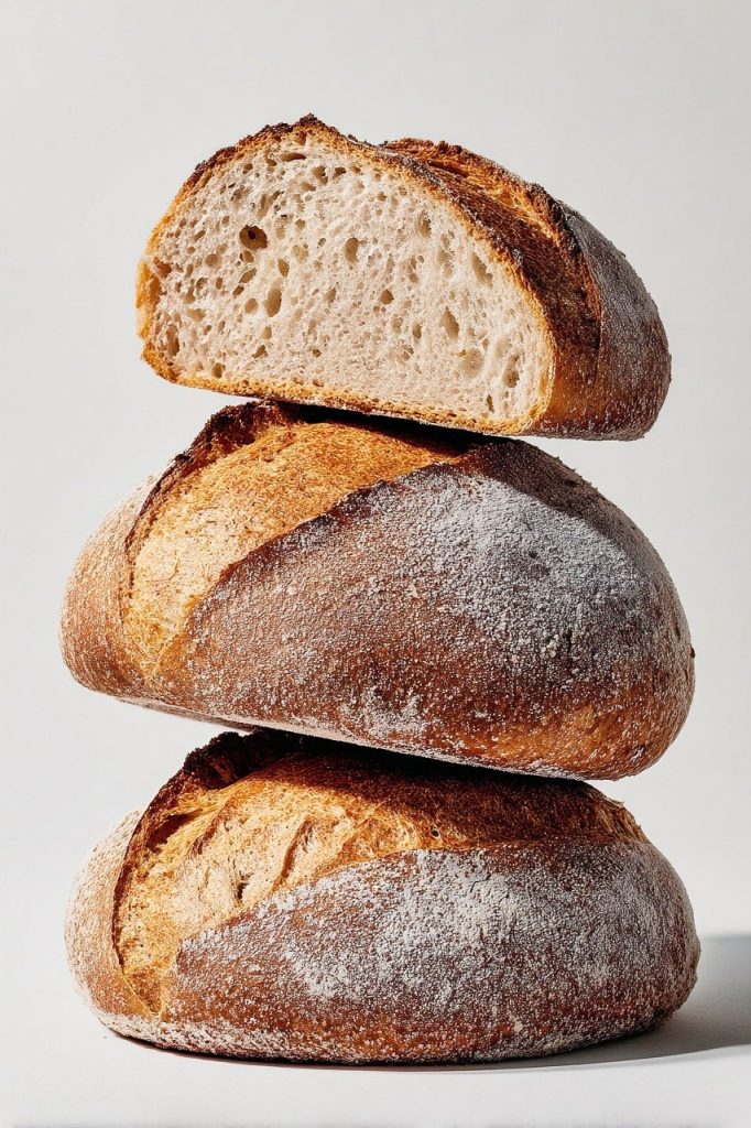 bread, bakery, food, artisanal, loaf, crust, fresh, baked, artisan, homemade, wheat, crusty, yeast, slice, texture, stacked, grain, nourishing, healthy, rustic